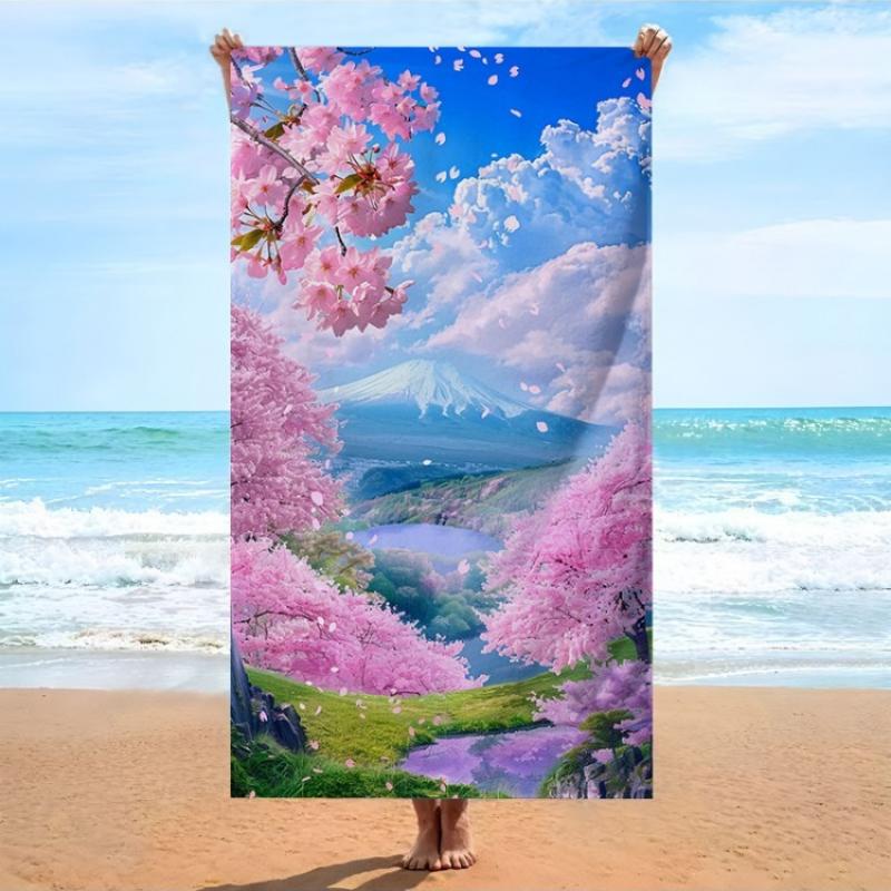 

One Piece of a Cherry Blossom Themed Beach Towel Made from Soft Microfiber Fabric, Suitable for Both Men And Women. This Towel W40*H60(CM)