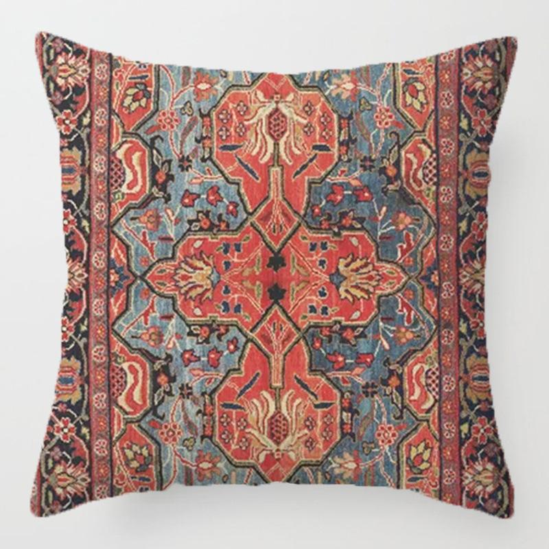 Bohemian ethnic style throw pillow retro printing sofa bed home decoration cushion short velvet pillow