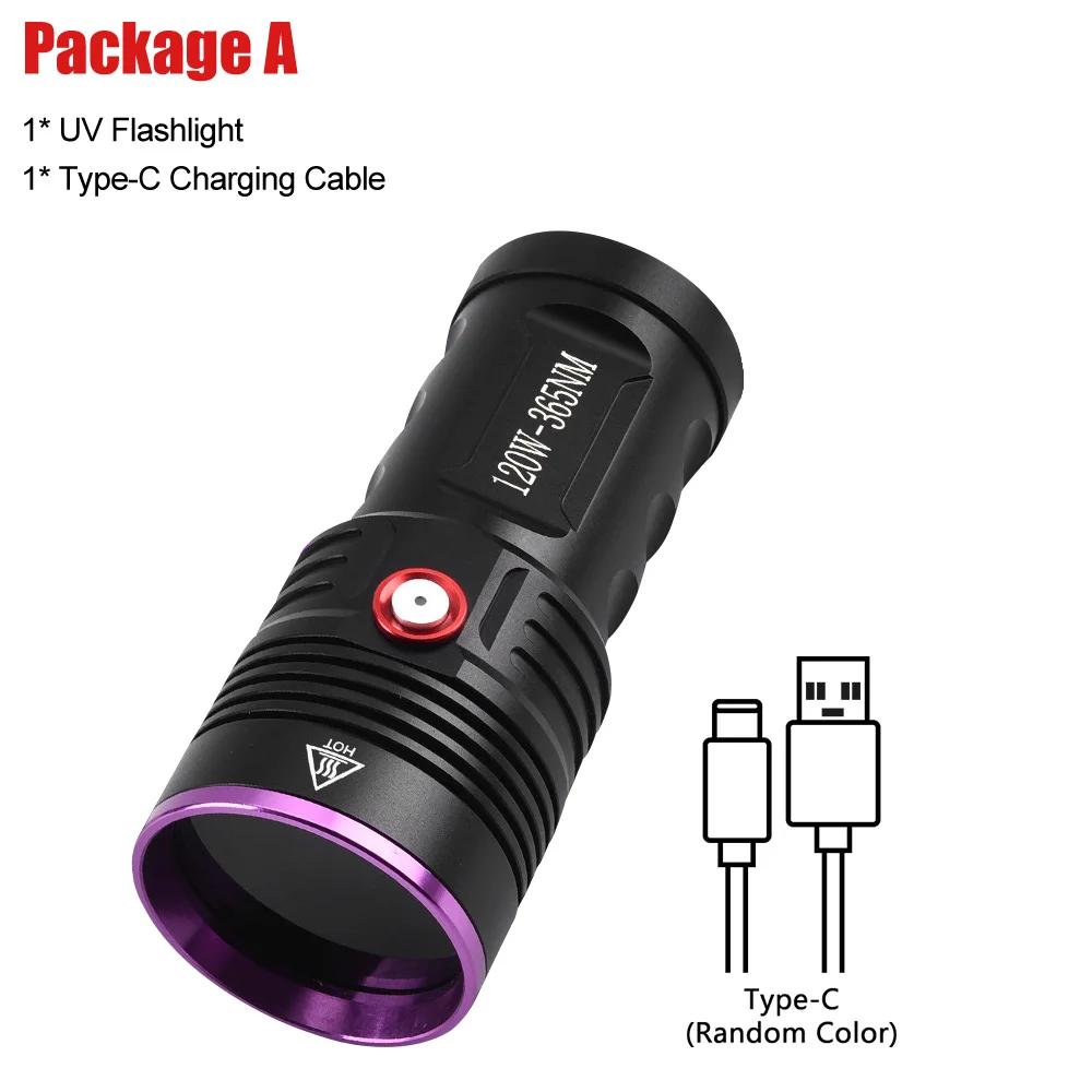 

120 Вт 6-ядерный 365 нм УФ-фонарик с черным зеркалом, 2-режимный фиолетовый свет, ультрафиолетовый фонарь, детектор пятен мочи домашних животных, скорпионов