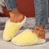 2025 New Women House Slippers Elegant Outdoor Round Toe Shoes Women Luxury Thickened Fluff Fur Slippers Flat Half Slides Woman