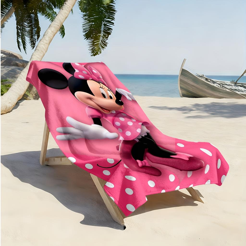 1pc Mickey and Minnie Themed Beach Towel Lightweight Bath Towel Modern Rectangular Towel Ideal for Yoga Travel Swimming