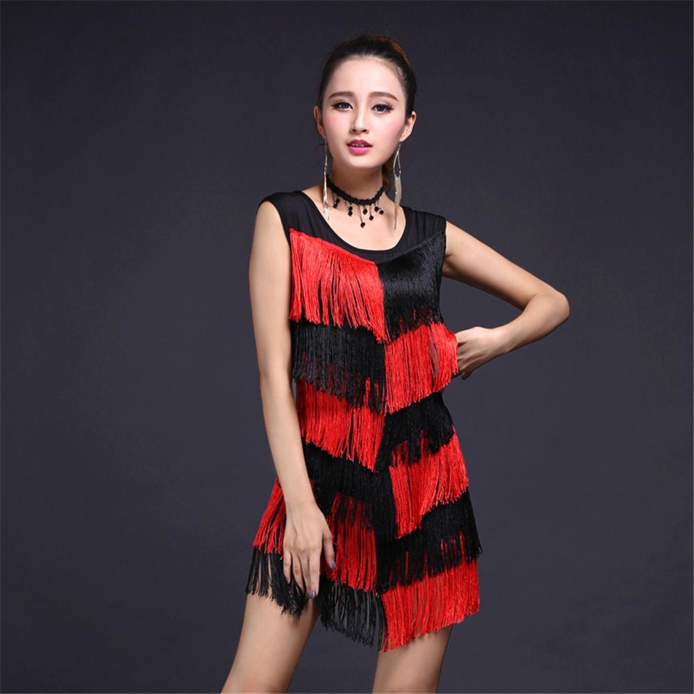 Latin Dance Dress Tassel Fringe Sexy Dress Dancing Costumes for Women Evening Party Elastic Short Dress Performance Clothing