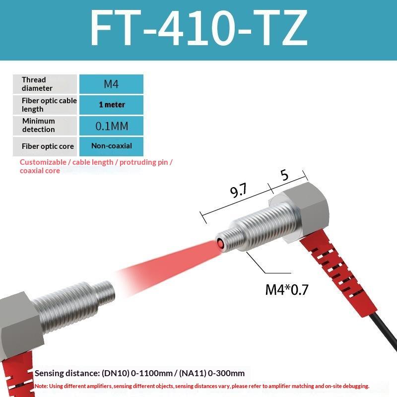 Fiber Optic Sensor Probe Diffuse Reflection M3-M6 1M Cable Wide Detection Range Photoelectric Switch for Long Distance Sensing