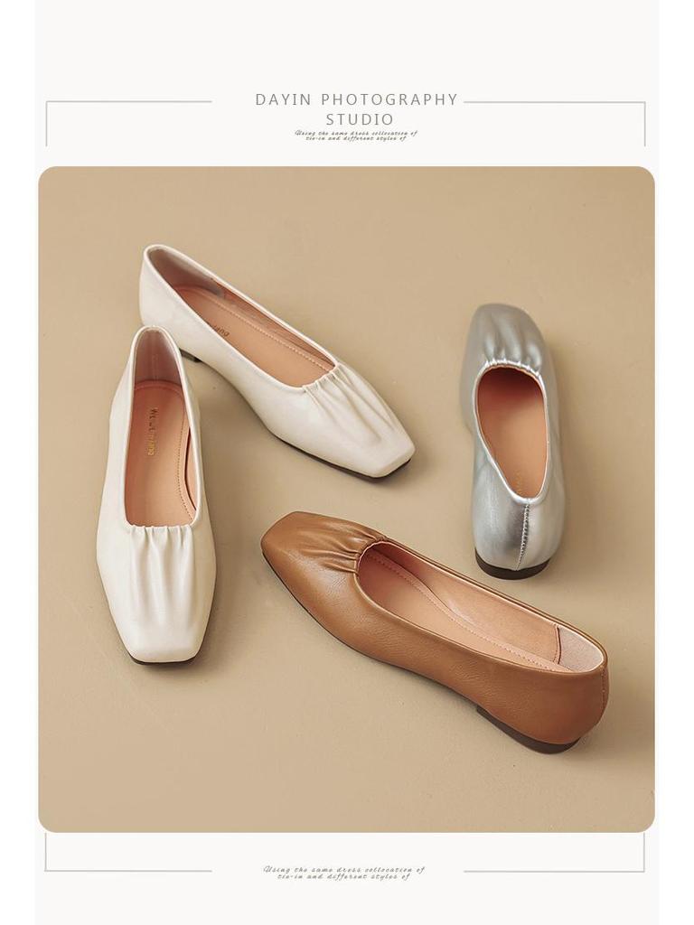 Weiwei Girl 888-1 Square Toe Women's Flat Loafers - Soft Sole Slip-On Mary Janes