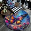 Butterfly Garden Round Area Rug,Carpet Rug for Living Room Bedroom Sofa Playroom Decor,Non-slip Floor Mat