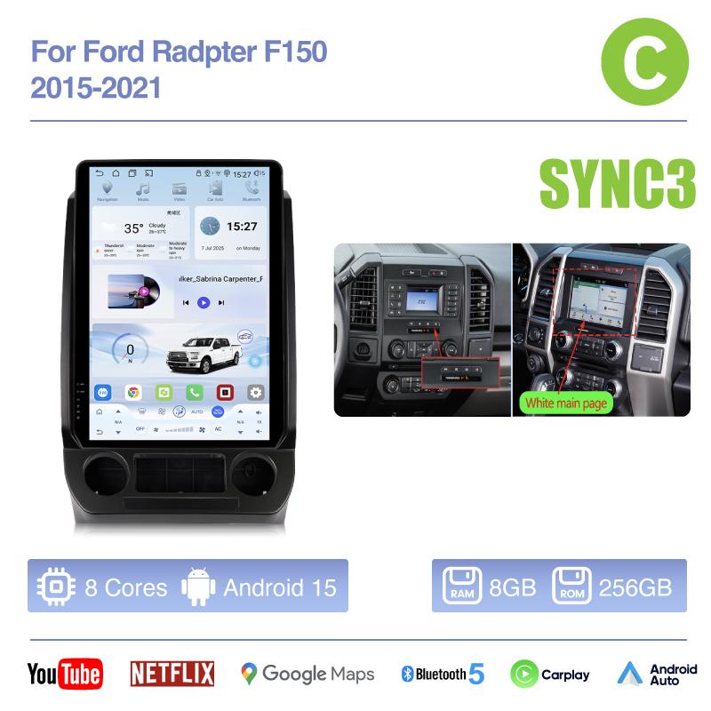 14.5Inch Android 15 8 Core For Ford Radpter F150 2015 - 2025 Car Multimedia Video Player GPS Navigation Auto Radio Carplay 360