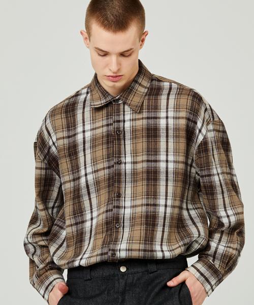 EASE 90S Check Shirts [Oversize Fit]_Beige