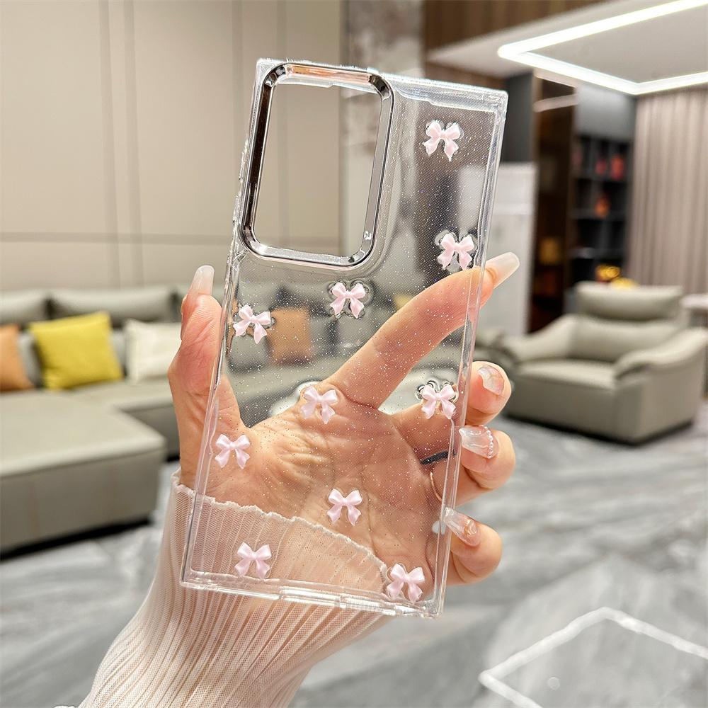 Cute Bowknot Bracelet Transparent Case for Samsung Galaxy S24 Ultra S23 Plus S22 FE A15 A16 A25 A35 A55 A13 Wrist Chain Cover
