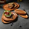 1PC Irregular Oval Wooden Dinner Plate Serving Tray Solid Wood Dinner Plates For Dishes Snack Fruit Dessert Home Decoration