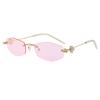 Polygon Shape Rimless Sun Glasses Women Fashion Rhinestone Decoration Women Sunglasses Travelling Outdoor Sunglass