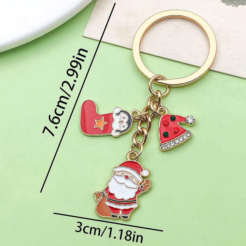Exquisite Christmas Keychain: Santa, Reindeer, Gift Box, and Bell Ornaments Pendant