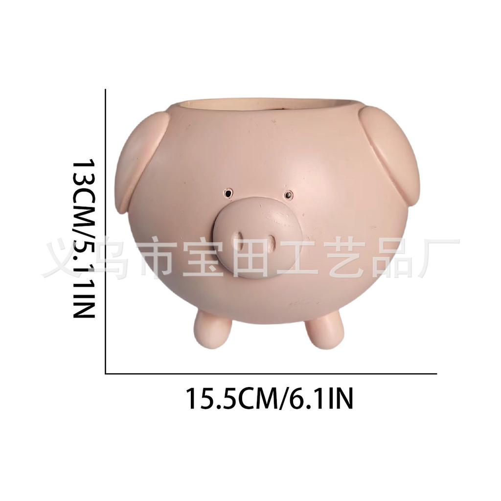 1 piece of cute cartoon piggy-shaped green plant potted plant, creative simple succulent flower pot, garden and courtyard decoration pendulum