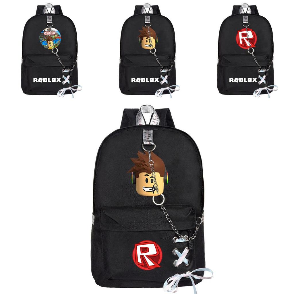 Mochila Roblox em Tecido Oxford Estampado Com Design Único de Corrente Para Estudantes