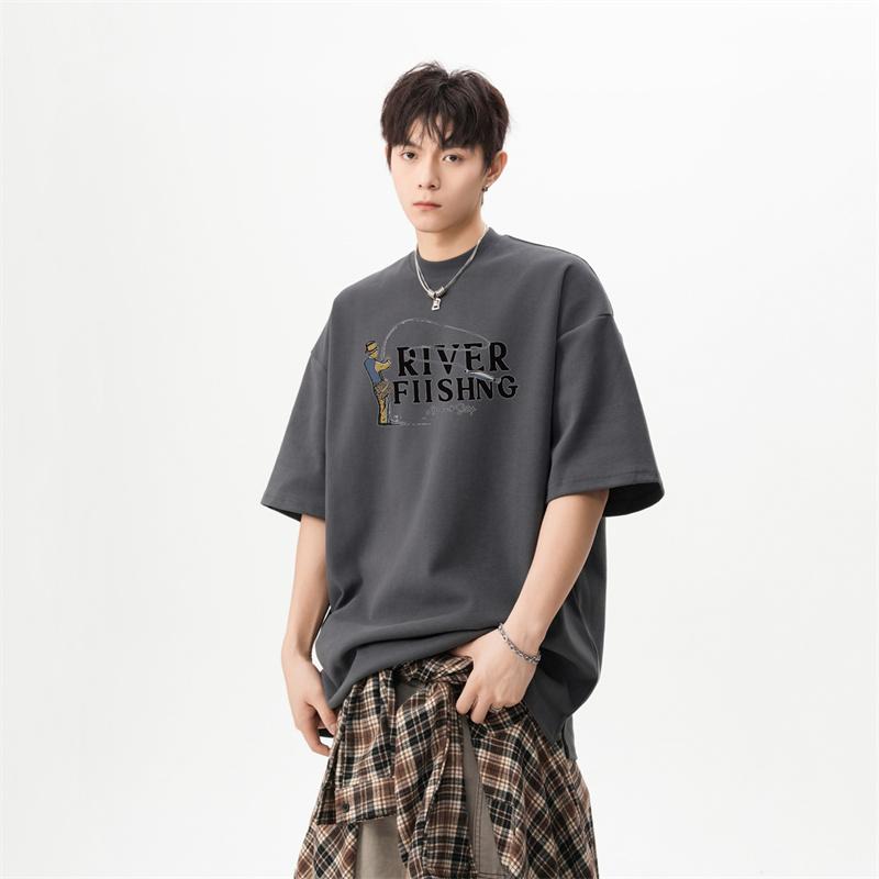 Oversized Cotton T Shirt for Unisex White Unisexs Summer Tshirts Fishing Letter Print Male Casual Wear Tee Shirts Big Size Tshirts