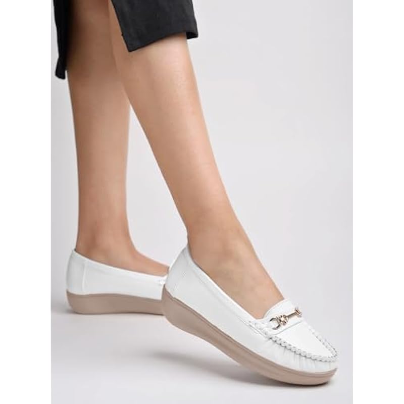 Shoetopia Women S Flat Loafers White 4 UK белый