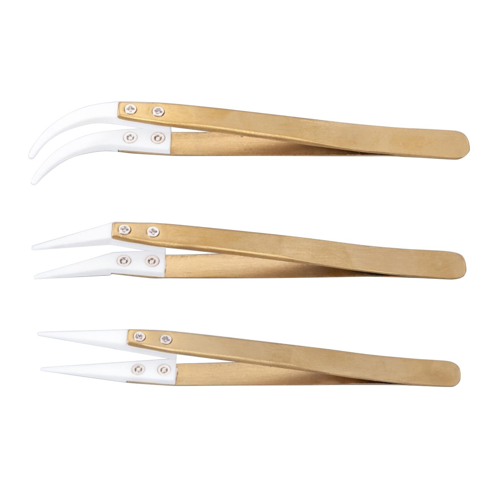

3PCS Stainless Steel Ceramic Tweezers for Electronic Cigarette Industrial Solder High Temperature Resistant Anti-Static