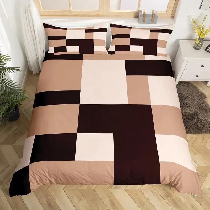 

Comforter Geometric Single King Buffalo Check Comforter Modern Art Plaid Bedding Set Microfiber Geometry Comforter (quilt)-EU Single(135*200cm)3pcs