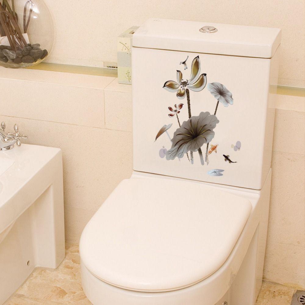 Mildew-proof Flower Butterfly Toilet Stickers Self-Adhesive Toilet Lid Decals  Bathroom