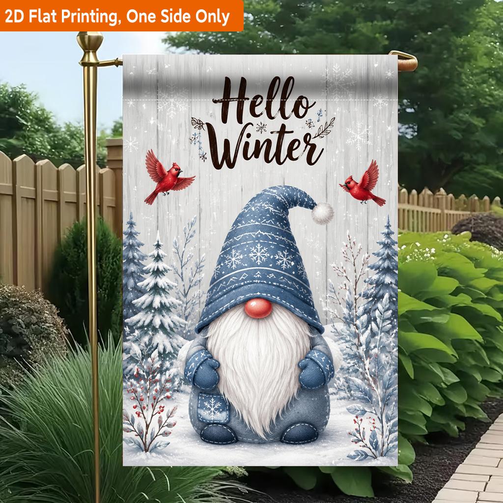 2D Flat - 2D Flat Printing Garden Flag 1pc, Winter Magic Scene Durable Single-Sided Print Yard Flag, Garden & Home Holiday Decoration, 29.97X44.96 Cm,