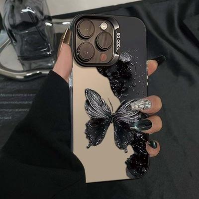 Dark Butterfly High End Colored Silver Shell Applicable To Apple 16 15 14pro Mobile Shell 15promax13 12 11X