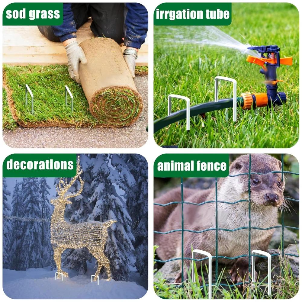 Landscaping Supplies U-Shaped Ground Pegs Heavy Duty Steel Garden Pins Galvanized Durable Landscape Staples Garden Tools