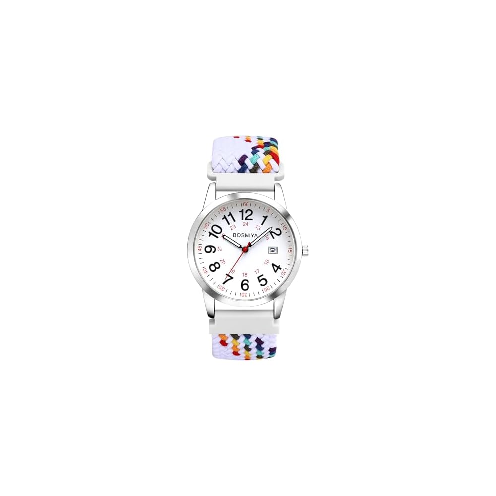 Stylish Women s Round Watch with Braided Strap Adjustable Calendar Feature Large Dial Analog Quartz