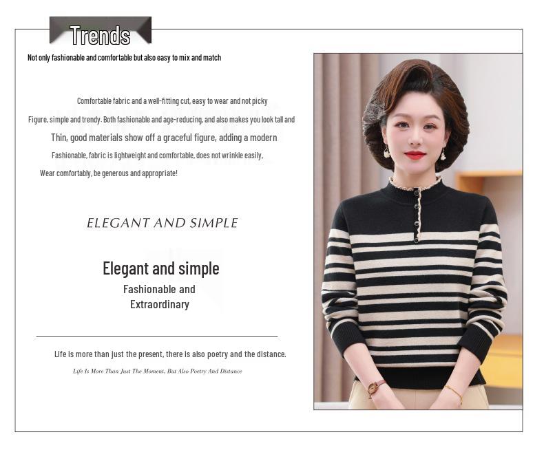 Mom's Winter 2024 Fleece-Lined Fashionable One-Piece Sweater for Middle-Aged & Elderly Women