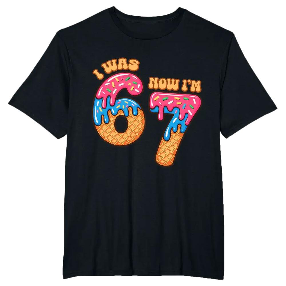 Ich war 6, jetzt bin ich 7 Geburtstag Heiß verkaufendes Bedrucktes Kinder Kurzarm Freizeit Rundhals Oberteil Sommer Polyester Stoff T-Shirt