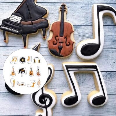 Musikinstrument Kockform Rostfri Livsmedelskvalitet Högtemperaturbeständig Kaka Fondant Kaka Smörgås Bakform Musiknot Kexskärare