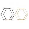 Wooden Board Metal Framed Storage Holder Rack Nordic Wall Mounted Floating Hexagon Shelf Geometric Frame Stand Rack Home Decor