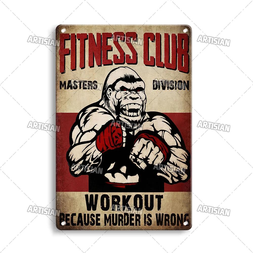 Artisian Funny Sport Metal Sign Fitness Tin Poster Gym Decorative Plate Wall Decor Garage Bar Pub Club Hotel Cafe Kitchen Home