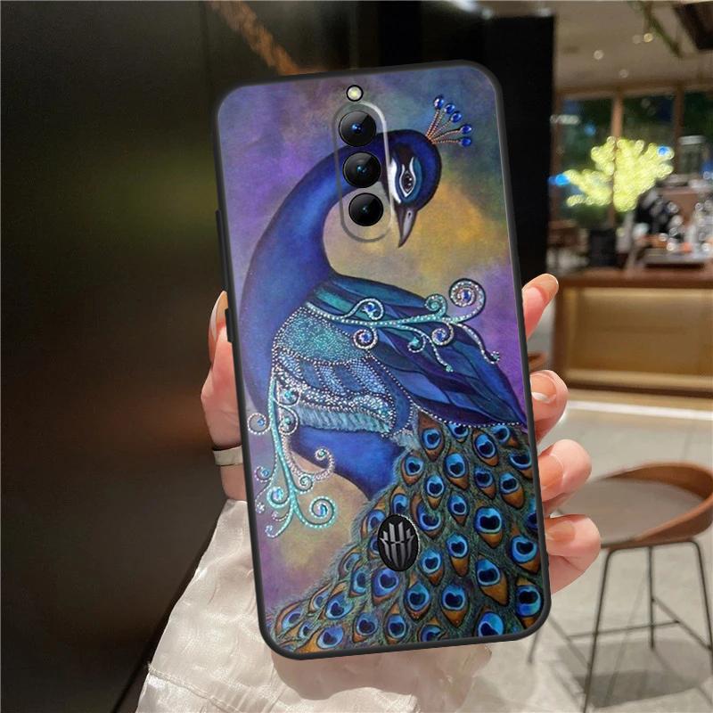 Vogel Pfauenfeder Hülle Für ZTE Nubia Red Magic 11 10 9 8 9S 8S 10S Pro Plus 6 7 6S 7S Für RedMagic 10 Air Cover