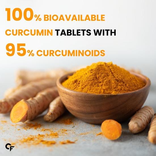 Carbamide Forte Curcumin Tablets with Piperine and 95% Curcuminoids | Anti Inflammatory Supplement for Adults| 90 Veg Tablets