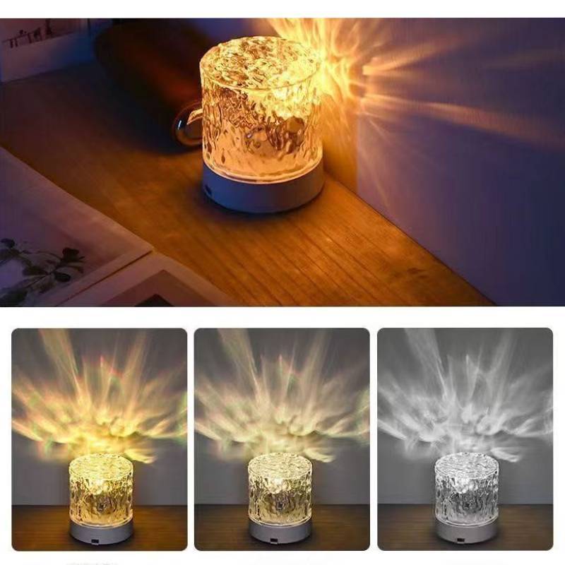 Rechargeable Rgb Water Ripple Atmosphere Lamp With Remote Control For Modern Bedroom Decor