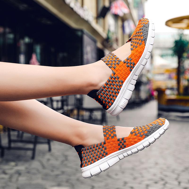 Women's Casual Running Breathable Knitted Mesh Fabric Dance Sneaker Shoes