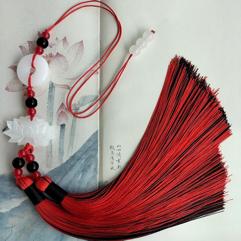 Chinese Style Peace Buckle Lotus Double Color Tassel Fringe Trim Beaded Sewing Accessories For Hanfu Waist Pendant