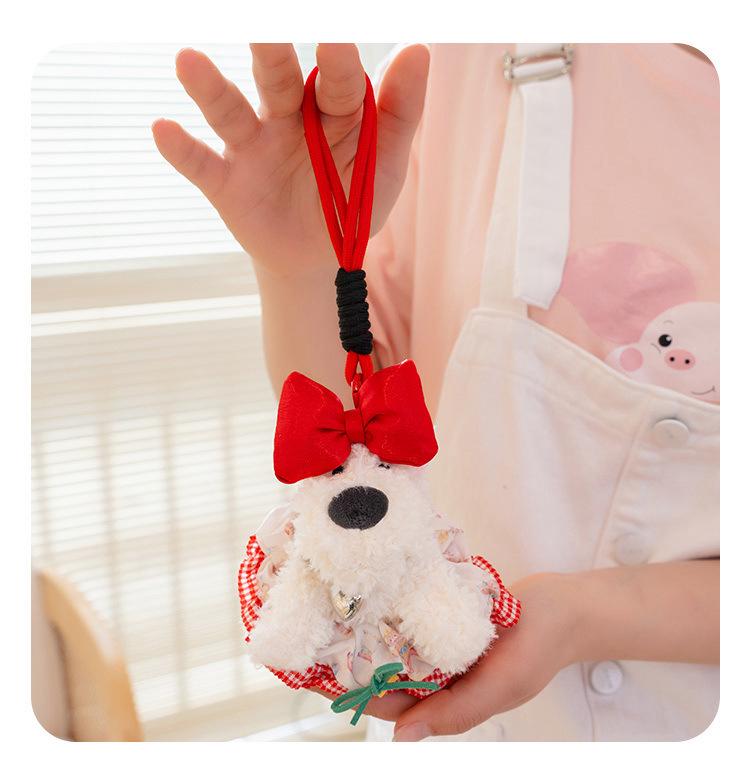 Trendy West Highland Terrier Skirt & Keychain: Small Dog Plush Doll Bag Charm Gift