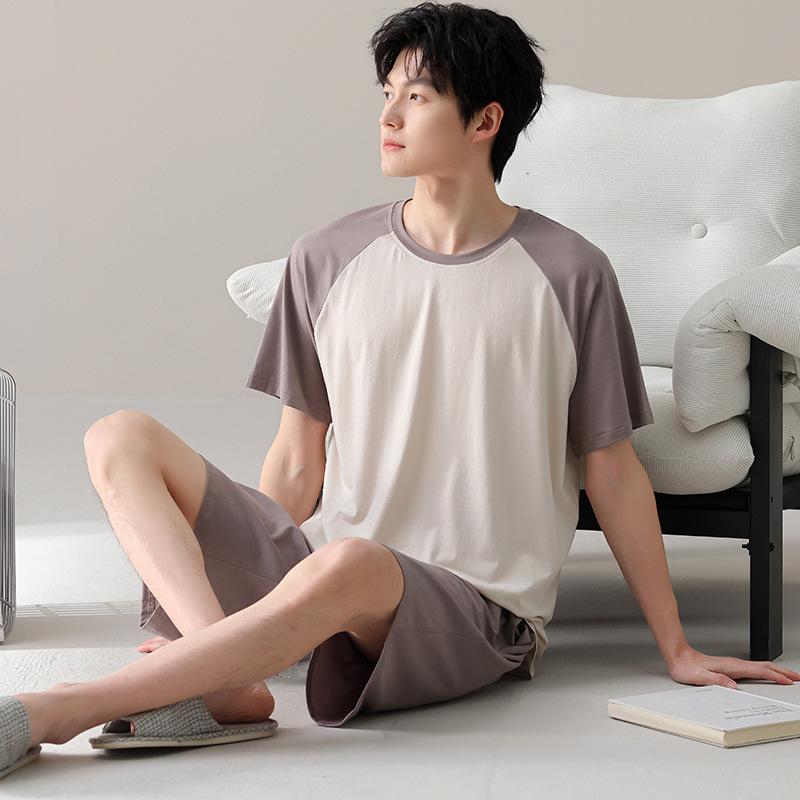 Men's pajamas men's summer 1011 new modal cotton short-sleeved large-size boys' summer simple loungewear
