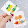 2Pcs Cartoon Fruit Flower Hair Clips Oil Drip Shiny Candy Color Duckbill Hairpin