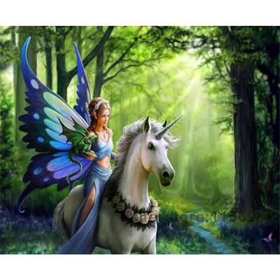 Full Round 5D Diy Diamond Painting White Horse Elf Embroidery Cross Stitch Home Decor Handmade Gift