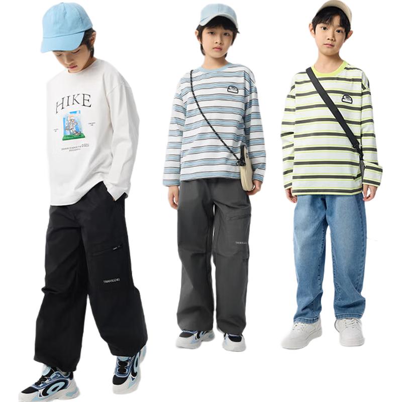 Balabala Boy s 2025 Spring Striped Long-Sleeve T-Shirt 160