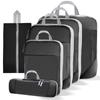 5/8pc Set Compression Packing Cube Extensible Waterproof Organizer Bags for Travel Suitcase Clothing Luggage Sorting W/ Shoe Bag