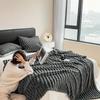 Simplicity Solid Color Thick Wide Strip Multifunctional Blanket Autumn Winter Flannel Bedroom Warm blanket Leisure Time Blanket