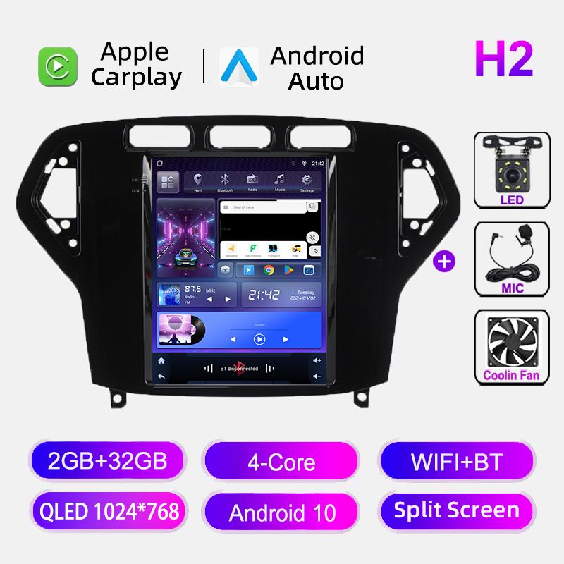 

9,7-дюймовый Android 12 радио для Ford Mondeo Mk4 Galaxy A/C 2007-2010 Мультимедийный видеоплеер 2Din GPS-навигация Carplay Auto Stereo