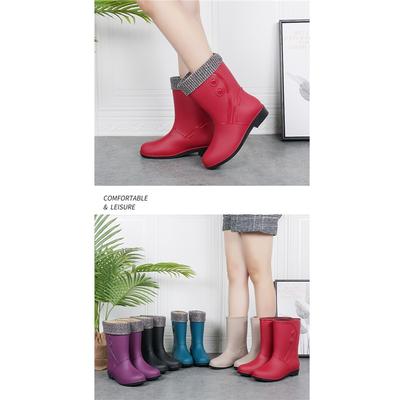 Dames Modieuze Anti-Slip Waterdichte En Fleece Warme Middenzool Regenlaarzen Met Rubberen Schoenen