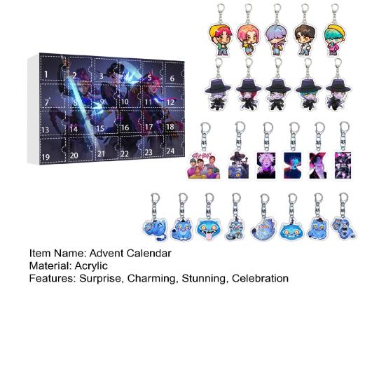 Advent Calendar 2025 24 Days Christmas Countdown Calendar with 24 Keychain Toys Gifts for Kids Adult Teens