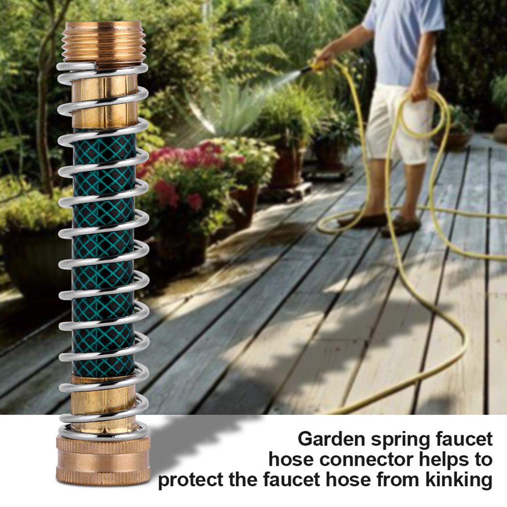 Garden Faucet Extension Hose Connector Spring Coil Kink Protector Irrigation Fitting Accessory