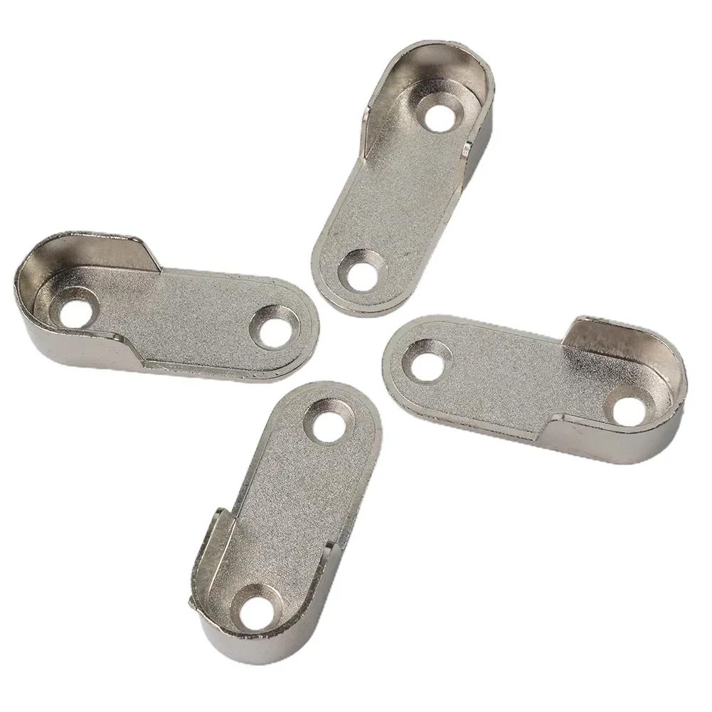 2/4/8 Pcs Closet Brackets 47*19*2mm Silver Zinc Alloy Wardrobe Clothes Tube Support Rod Pole End Thickening Holder Accessories