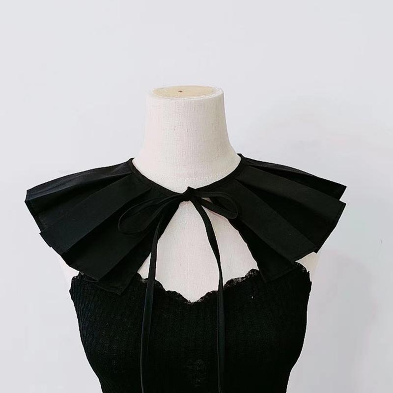 Detachable Ruffle Shawl Wrap Fake collar Sweater Lapel Blouse Top Pleated Decorative Collar Capelet Clothes Accessories