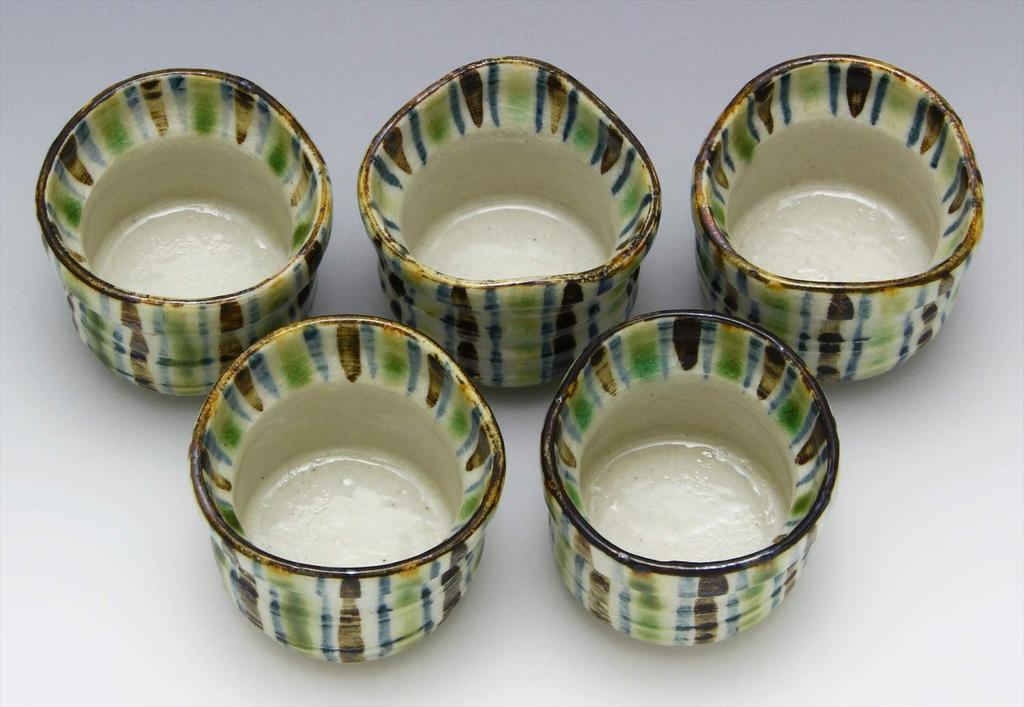 Seto ware Oribe Tokusa teacups and approximately 7cm diameter x 110ml made in product number "Nakajima Shiokusa" design, teacups, 5.5cm height,